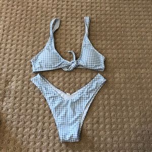 Cupshe Blue gingham plaid swim